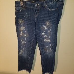 Torrid Gold Glitter Distressed Boyfriend Jeans